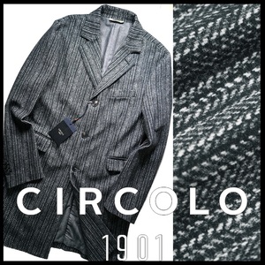 新品8.9万【CIRCOLO1901 チルコロ1901】ストレスフリーの着心地/快適ヘリンボーン調ジャージー素材チェスターコート50/L-XL相当/E+3