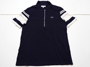 ●ラコステ LACOSTE ジップアップ 半袖 ポロシャツ 40 ●0916●