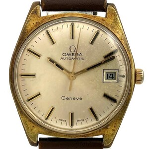 仙10【稼働/1円スタート】OMEGA Geneve 腕時計 自動巻 デイト アナログ 3針 オメガ Ω AT メンズ シルバー文字盤 ラウンド