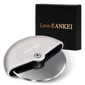 【人気商品】ステンレス製 コンパクト収納 耐久性 回転式 キャンプ 事務 家庭 ピザカッター Love-KANKEI