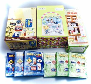 リーメント「なつかし家電がやってきた」未開封1BOX＋ぷちお台所家電棚(未開封)＋メガハウス「商店街のおもいで」＋昭和ホーロー賛歌 6個