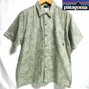 patagonia パタゴニア 00s A/C Shirt 半袖シャツ 2000年モデル　総柄　グリーン系　M