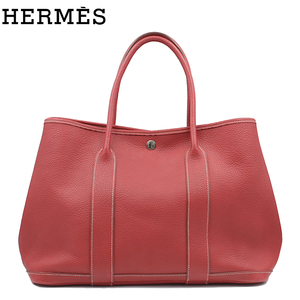 HERMES エルメス ガーデンパーティーPM ルージュカザック ネゴンダ □L 刻印/シルバー金具【A02363】