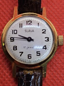 不動品 激レア SLAVA スラバ 旧ソ製 ロシア モスクワ レディース腕時計 17石 USSR 手巻きビンテージ G1291