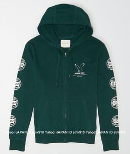 〓SALE!! 残りわずかです!! アメリカンイーグル/US XL/AE Graphic Sweat フルジップ/D.F.Green