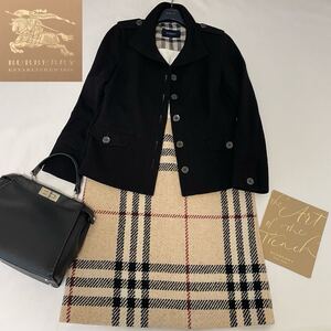 ◆大きいサイズ◆美品◆バーバリー◆BURBERRY 46-48/15-17号/XXL-3L 2wayウールジャケットコート&メガチェックスカートスーツ フォーマル