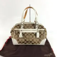 COACH コーチ シグネチャー ハンドバッグ ホワイト ベージュ