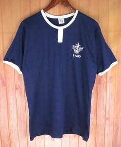 MST9676 ビンテージ Champion チャンピオン 60s プロダクツタグ チョコチン Tシャツ フロッキープリント LARGE 42-44 ネイビー