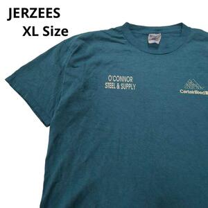 JERZEES 半袖Tシャツ ロゴプリント シンプル 緑 メンズXLa16