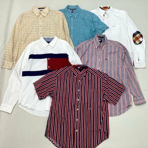 ■TOMMY HILFIGER トミーヒルフィガー メンズ シャツ 6点 まとめ売り 長袖 半袖 中古卸 /1.52kg■