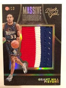 Gold/10 最高級版 Patch 15 Panini Black Gold Massive Jersey Grant Hill グラント・ヒル All-star NBA バスケ ユニフォーム Pistons HOF