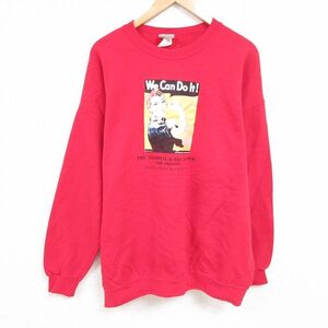 XL/古着 リー Lee 長袖 スウェット メンズ 00s ロージーザリベッター 大きいサイズ クルーネック 赤 レッド 24dec05 中古 スエット トレー