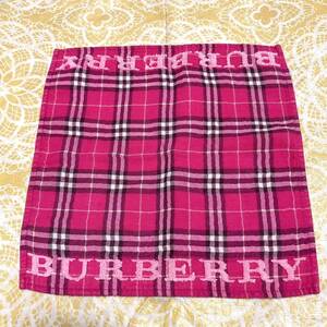 【レア柄】BURBERRY/タオルハンカチ/正規品/バーバリー/綿100%/中古/即決あり/匿名発送/日本製/ノバチェック/ハンドタオル/ピンク/used