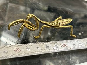 カマキリ 蟷螂 かまきり ブラス 真鍮製 置き物 オブジェ 置物 フィギュア アクセサリー 根付け お守り キーホルダー アンティーク