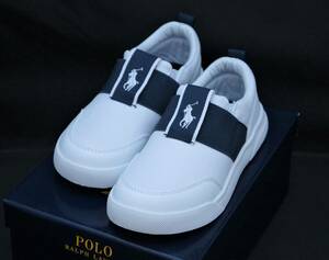 SALE！【新品】US13 20.3cm POLO RALPH LAUREN ポロ ラルフローレン KINGSTYN SLIP ON スリッポン ホワイト/ネイビー