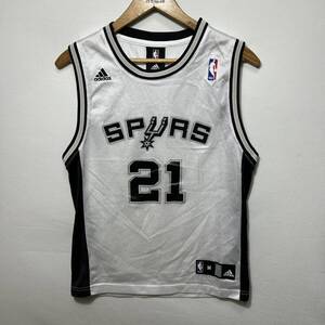 ■ 子供用 adidas NBA San Antonio Spurs #21 DUNCAN バスケ ユニフォーム タンクトップ サイズM 古着 スパーズ ダンカン ストリート ■