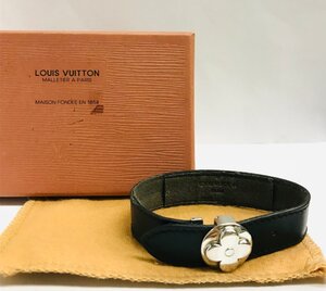 qob.YVA01　Louis Vuitton　ルイヴィトン　レザー　ブレスレット　ブラスレ　ヴー　グッドラック　ブラック