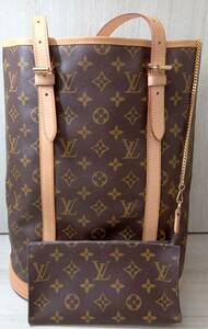 AI鑑定済 LOUIS VUITTON ルイ・ヴィトン モノグラム M42236 バケットGM ブラウン トートバッグ レディースバッグ ポーチ付 店舗受取可