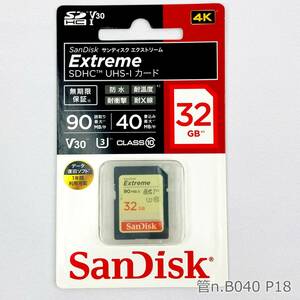 【新品 未開封】 SanDisk　Extreme SDHC UHS-Iカード 32GB エクストリーム メモリーカード　SDSDXVE-032G-JNJIP　4K　フルHD