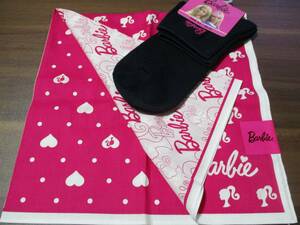 大量100円中 送料185円 バービー Barbie スカーフ バンダナ ハンカチ ソックス くつ下 靴下 23～25cm 小中高校 体育 ピンク 紺 ネイビー