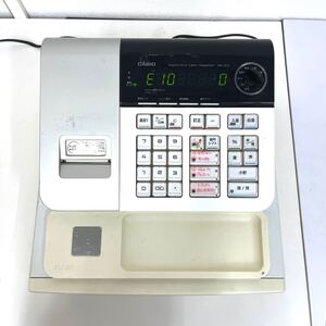 241009-316-141 TM300 稼働品！CASIO カシオ レジ レジスター SE-S10 ホワイト 電子レジスター 店舗用品 小型ドロア レジロール付き