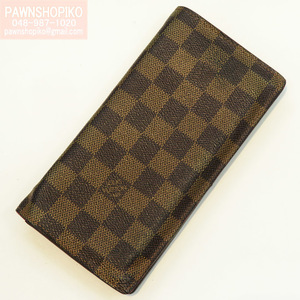 ルイヴィトン LOUISVUITTON ダミエ ポルトフォイユ・ブラザ／二つ折り長財布 N60017 SP4057 旧型 現状品 [質イコー]