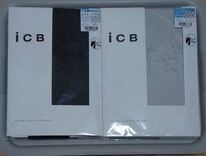 送料込★新品★iCB 柄ストッキング 2点セット ブラックグレーL~LL