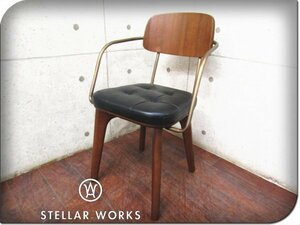 新品/未使用品/STELLAR WORKS/高級/FLYMEe/Utility Arm Chair V/ウォールナット/スチール/本革/Neri＆Hu/アームチェア/178,200円/ft8405k