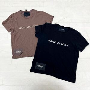 1445◎ 2点 セット MARC JACOBS マークジェイコブス トップス Tシャツ カットソー 半袖 ロゴ プリント ブラック ブラウン レディースS.M