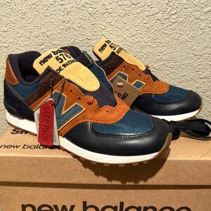 NB原宿店&公式オンラインストア限定 UK製 NEW BALANCE M576YP【MiUK YARD PACK】US7D 25cm レザー スエード ネイビー×ブラウン 紺/茶