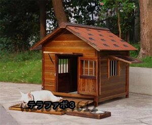 高級製品 犬小屋 犬 別荘 飼育ケージ 小動物ケージ 組立式 108*80*85cmcm 室外 木製 ドアと窓付きの犬用犬小屋 小型犬用