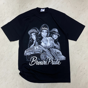 LA発 【XL】 BrownPride ブラウンプライド Patrona アンダーグラウンド グラフィック ヘビーウェイト Tシャツ 黒 チカーノ ローライダー