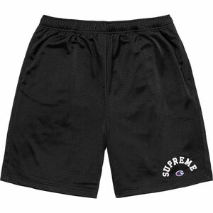 【新品未使用】 24SS 新品 SUPREME シュプリーム CHAMPION MESH SHORT チャンピオン ショーツ ショートパンツ BLACK S ブラック 黒色