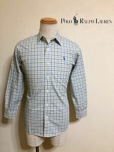 Polo Ralph Lauren ポロ ラルフローレン チェック柄 シャツ トップス ジュニアサイズ160 長袖 白 青 緑