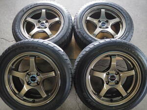 ★人気★195/50R15 7J+35 4H100 新品 軽量 逆ゾリ クロススピードCR5 ハイグリップ TOYO R1R 1台分 YARIS FIT SWIFT SUCCEED PROBOX BZ