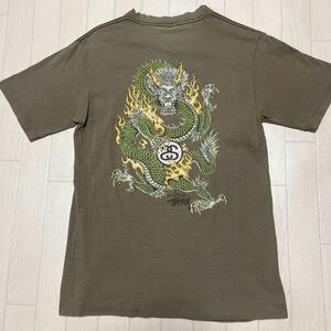 90s USA製 OLD STUSSY ステューシー ドラゴン 龍 プリント ロゴ ビンテージ 半袖Tシャツ