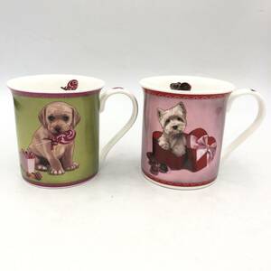 【ROYAL ARDEN】犬 マグカップ ロイヤルアーデン 緑色 グリーン 桃色 ピンク 食器 コップ 可愛い 犬柄