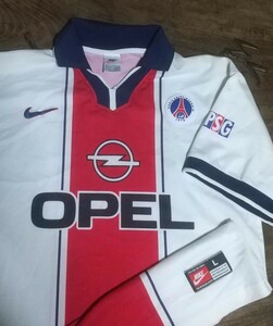 値下交渉 97-98 レオナルド所属 PSG/パリ・サンジェルマン NIKE MADE IN UK 検) 1997 1998 PARIS SAINT GERMAIN FC OPEL AWAY LEONARDO Y2K