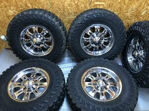 美品☆ HUMMER ハマー H2 H2T WELD RACING 18インチ 8.5J ? メッキ アルミ ホイール 165.1 8H ジオランダーM/T 35×12.50R18 タイヤ DODGE