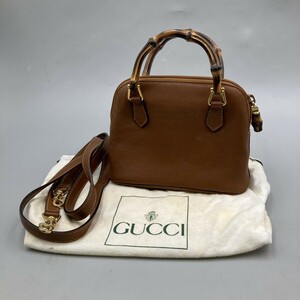 A GUCCI バンブー　レザー　ショルダーバッグ　グッチ　ハンドバッグ　2WAY