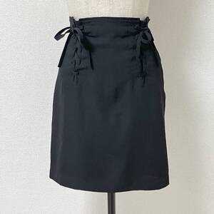 AD1991 tricot COMME des GARCONS レースアップ リボン タイト ミニ スカート 黒 トリココムデギャルソン 90s VINTAGE archive 4060425