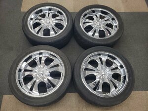 ◎傷少美品 メッキ良好 深リム 22inc 9.5j +50 150/5H 溝有305/40R22 305/40-22 検) ランクル100 ランクル200 ランクル70 LX570 シグナス