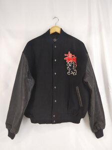 Stussy 90s 90年代 OLD STUSSY オールドステューシー VINTAGE ヴィンテージ スタジャン 袖レザー　Lサイズ