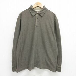 L/古着 エルエルビーン LLBEAN 長袖 ブランド ポロ シャツ メンズ 00s ヘリンボーン コットン 茶他 ブラウン 24may20 中古 トップス