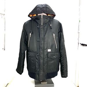 中古AB ステューシー STUSSY 中綿ブルゾン フーデッド ジャケット XL ブラック メンズ　148721