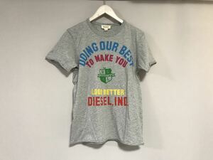 本物ディーゼルDIESELコットンプリント半袖TシャツメンズサーフアメカジミリタリーワークビジネススーツグレーS