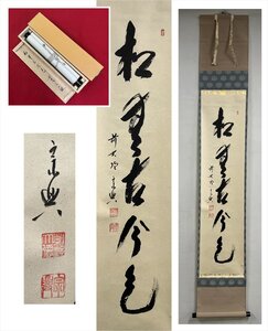 【千寿】大徳寺派 極楽寺 西垣宗興 松無古今色 一行書 紙本 d886◆箱/茶道具/古美術/時代品/掛軸/100027904