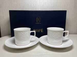 ROPE’ ロペ カップ＆ソーサー コーヒーカップ 紅茶 ティー カップ お皿 2客セット ホワイト 白 花柄 シンプル 