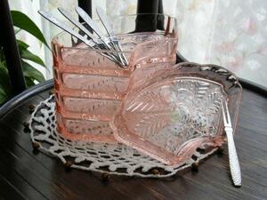 ◆うつわ屋◆懐かしの昭和レトロ★ピンクオードブル小鉢