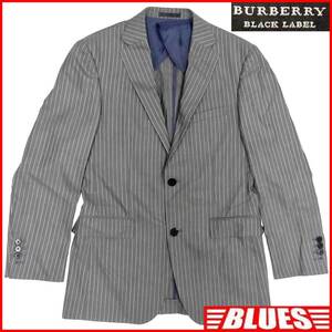 即決★BURBERRY BLACK LABEL★メンズS位 廃版 テーラードジャケット バーバリーブラックレーベル グレー ストライプ 三陽商会正規